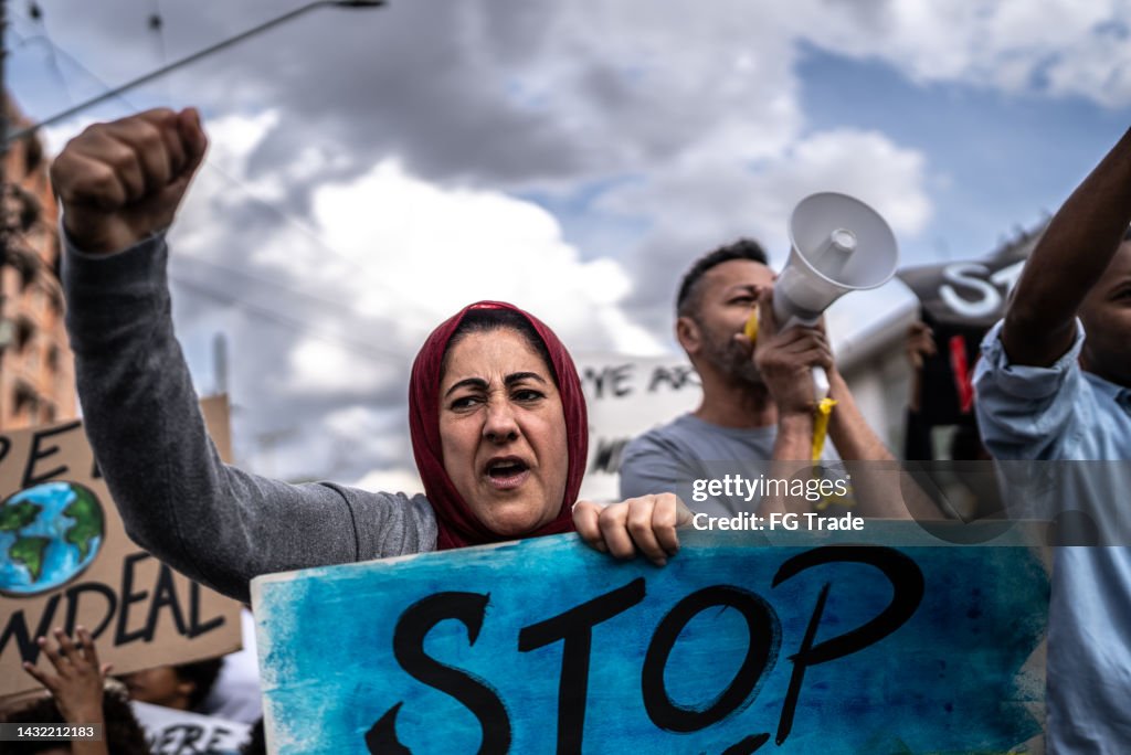 People protesting in the street