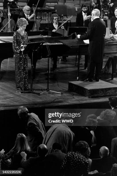 Nancy Reagan reads Ogden Nash verses, set to the music of Camile Saint-Saens' "Carnival of Animals," at the Kennedy Center in Washington, D.C., on...