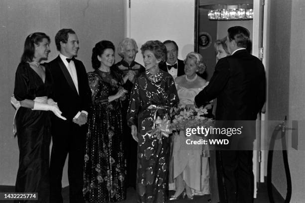 Princess Caroline of Monaco , Prince Albert of Monaco , Nancy Reagan , and Ronald Reagan attend a reading of Ogden Nash verses, set to the music of...