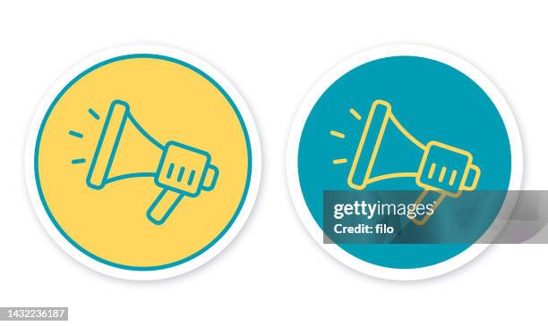 megaphone announcement message circle round icon symbol - screaming stock illustrations