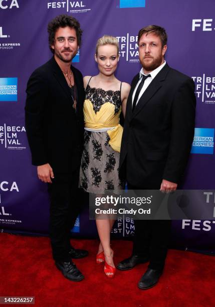 Director Bryn Mooser, executive producer Olivia Wilde and director David Darg of the film 'Baseball in the Time of Cholera' attend "Help Wanted"...