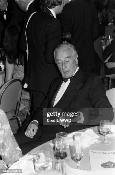 Louis Mountbatten, 1st Earl Mountbatten of Burma, attends the International Variety Club's convention in Monte Carlo during May 1977.