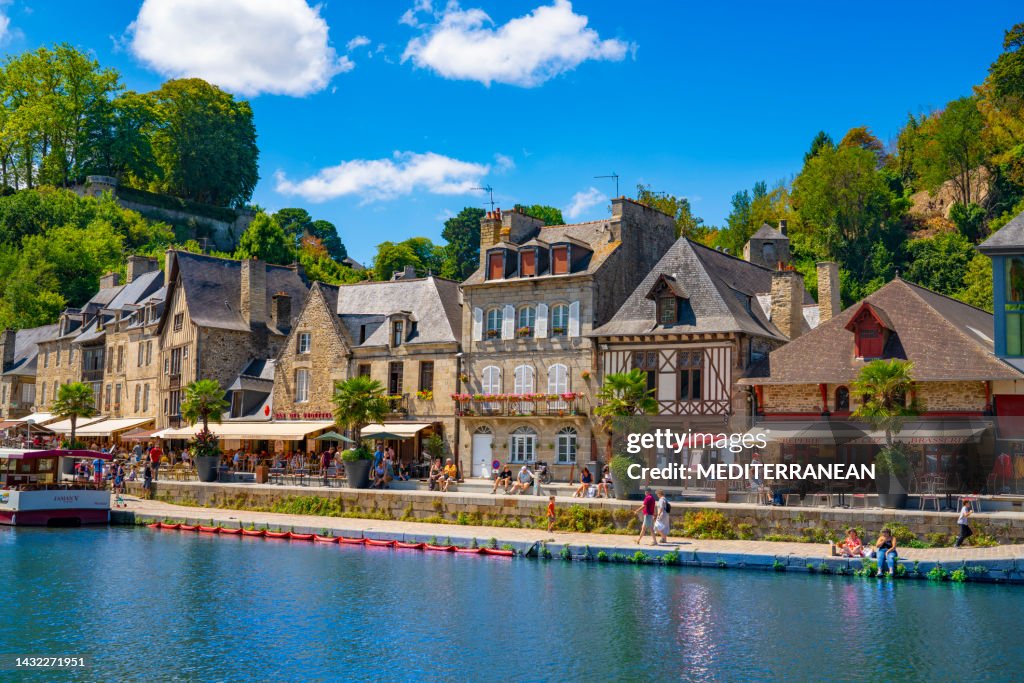 Le Port de Dinan and La Rance river in french Bretagne Brittany France