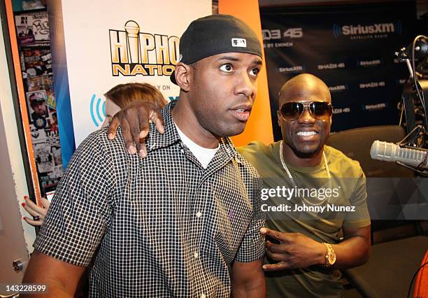 Whoo Kid and Kevin Hart invade "The Whoolywood Shuffle" at the SiriusXM Studio on April 18, 2012 in New York City.