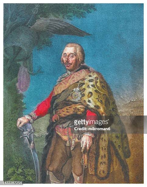 portrait of hans joachim von zieten, cavalry general in the prussian army during the reign of frederick the great - hans joachim von zieten stock pictures, royalty-free photos & images