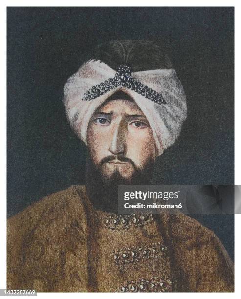 portrait of ahmed iii, sultan of the ottoman empire and a son of sultan mehmed iv - ottoman empire stock pictures, royalty-free photos & images