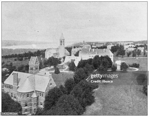 antique image: cornell university, ithaca, new york - cornell university stock illustrations