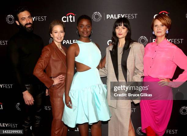 Morgan Spector, Carrie Coon, Denee Benton, Louisa Jacobson and Cynthia Nixon pose at "The Gilded Age" - 2022 PaleyFest NY at The Paley Museum on...