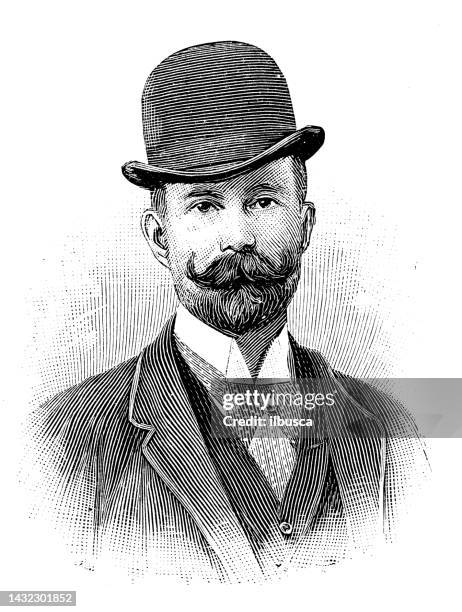 antique image: man - bowler hat stock illustrations