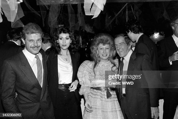 Prince Egon Von Furstenberg, Lynn Von Furstenberg AKA Marshall, designer Zandra Rhodes and Faberge Inc. Owner George Barrie at Club A, New York.