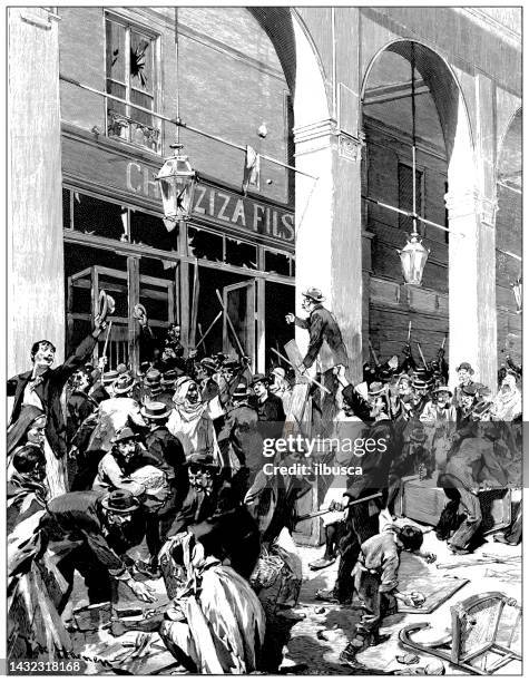 antique image: protest and riots in algiers - algeria stock illustrations