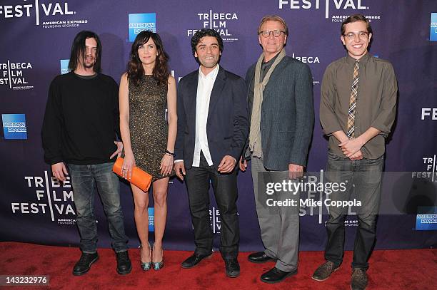 Brian Petsos, Kristen Wiig, Oscar Isaac, David Rasche, and Chadd Harbold attends the "Revenge For Jolly!" Premiere during the 2012 Tribeca Film...