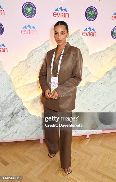 Rochelle Humes poses in the evian VIP Suite on day one of Wimbledon 2023 on July 3, 2023 in London, England.