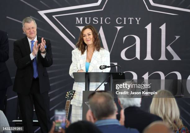 Fiona Whelan Prine attends the 2022 Music City Walk of Fame Induction Ceremony at Music City Walk of Fame Park on October 10, 2022 in Nashville,...