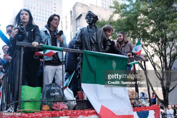 People participate in the annual Columbus Day Parade, the largest in the country, in Manhattan on October 10, 2022 in New York City. Hundreds of...