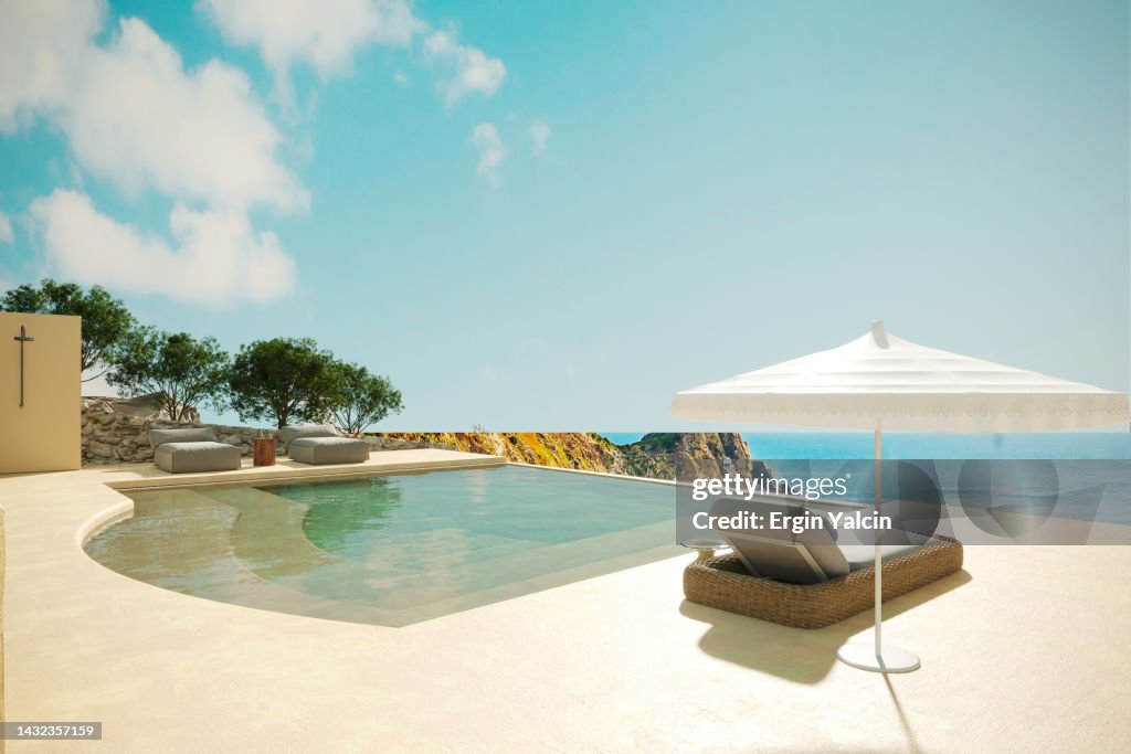 Maison de plage moderne avec piscine vue mer