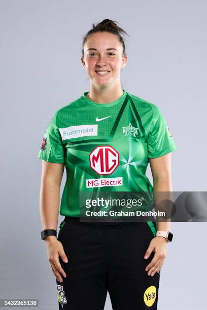 Alice Capsey of the Stars poses during the Melbourne Stars Women's Big Bash League headshots session at CitiPower Centre on October 10, 2022 in...
