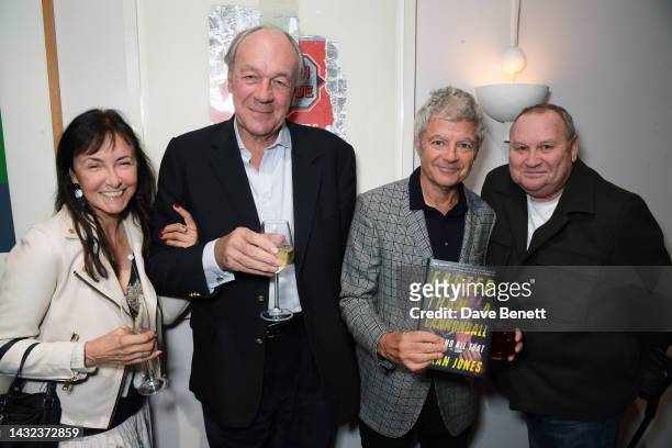 Jan Younghusband, guest, Alan Edwards and Gary Farrow attend the launch of "Faster Than A Cannonball: 1995 And All That" by Dylan Jones at The...