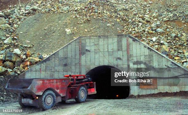 Mining vehicles enter the 1500-feet underground mine at Newmont Gold Company Deep Star Mine, June 5, 1997 in Elko, Nevada.