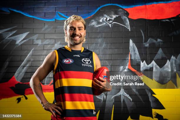 Izak Rankine poses during an Adelaide Crows AFL media opportunity at West Lakes on October 11, 2022 in Adelaide, Australia.