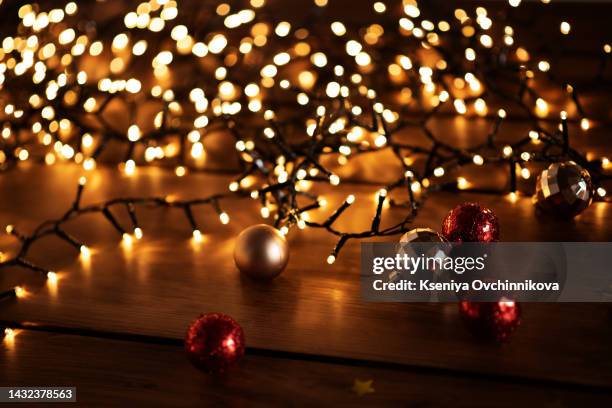 abstract christmas bokeh lights background, including copy space - christmas montage stock pictures, royalty-free photos & images