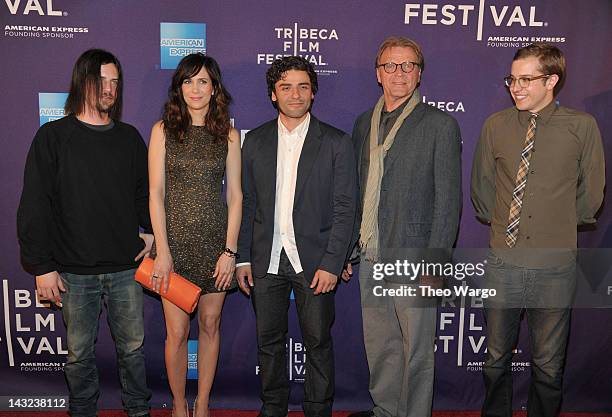 Brian Petsos, Kristen Wiig, Oscar Isaac, David Rasche, and Chadd Harbold attend the premiere of "Revenge for Jolly!" during the 2012 Tribeca Film...