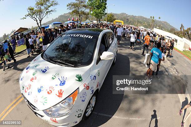 In this handout image provided by Autism Speaks, the Hyundai pace car before the start of the 10th Annual Walk Now For Autism Speaks at the Rose Bowl...