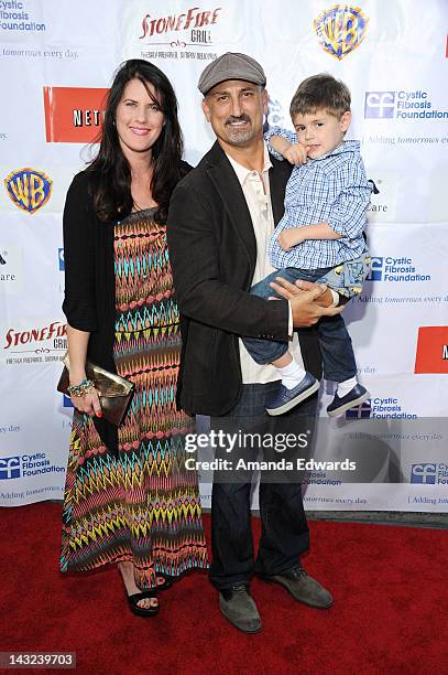 Actor Michael Papajohn , his wife Paula Joy Papajohn and their son Sean Papajohn arrive at the Band From TV's 2nd Annual Block Party On Wisteria Lane...