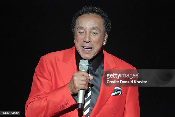 Smokey Robinson performs at Caesars Circus Maximus Theater on April 21, 2012 in Atlantic City, New Jersey.