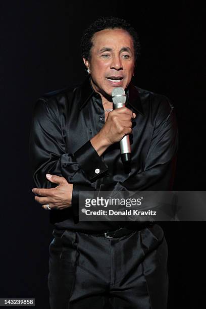 Smokey Robinson performs at Caesars Circus Maximus Theater on April 21, 2012 in Atlantic City, New Jersey.