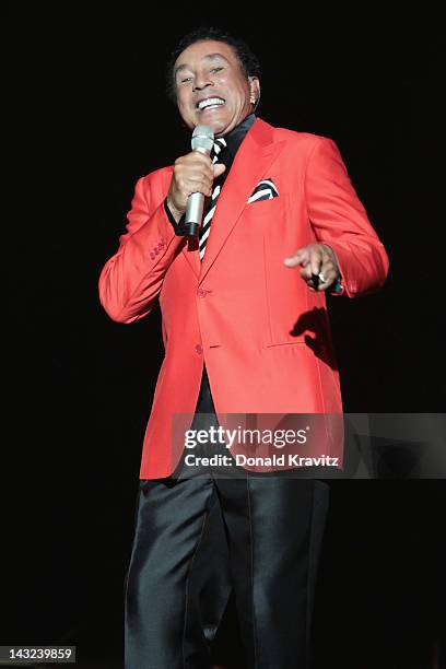 Smokey Robinson performs at Caesars Circus Maximus Theater on April 21, 2012 in Atlantic City, New Jersey.