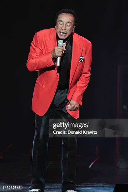 Smokey Robinson performs at Caesars Circus Maximus Theater on April 21, 2012 in Atlantic City, New Jersey.