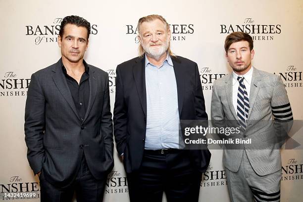 Colin Farrell, Brendan Gleeson and Barry Keoghan attend a screening of Searchlight Pictures' "The Banshees Of Inisherin" at DGA Theater on October...