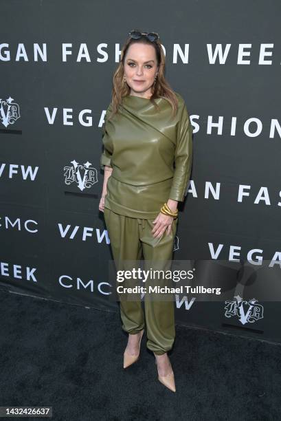 Taryn Manning attends the Vegan Fashion Week opening night fashion show and cocktail party at California Market Center on October 10, 2022 in Los...