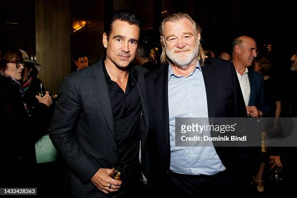 Colin Farrell and Brendan Gleeson attend the after party of Searchlight Pictures' "The Banshees Of Inisherin" at DGA Theater on October 10, 2022 in...