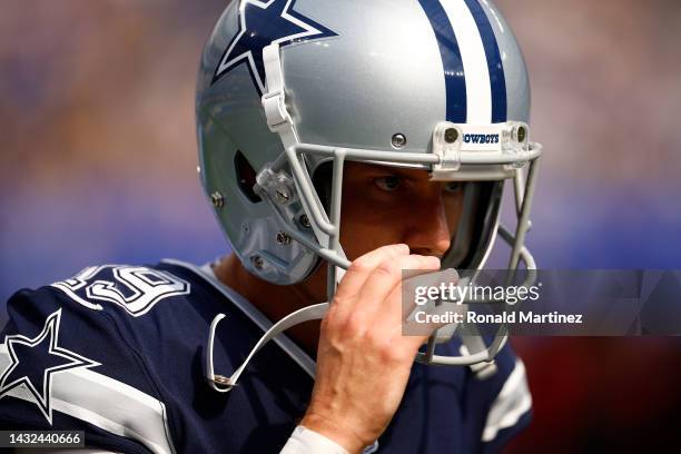 Brett Maher of the Dallas Cowboys at SoFi Stadium on October 09, 2022 in Inglewood, California.