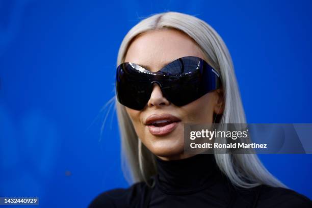 Kim Kardashian attends the game between the Dallas Cowboys and the Los Angeles Rams at SoFi Stadium on October 09, 2022 in Inglewood, California.