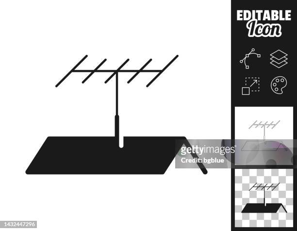 tv antenna on roof. icon for design. easily editable - television aerial stock illustrations