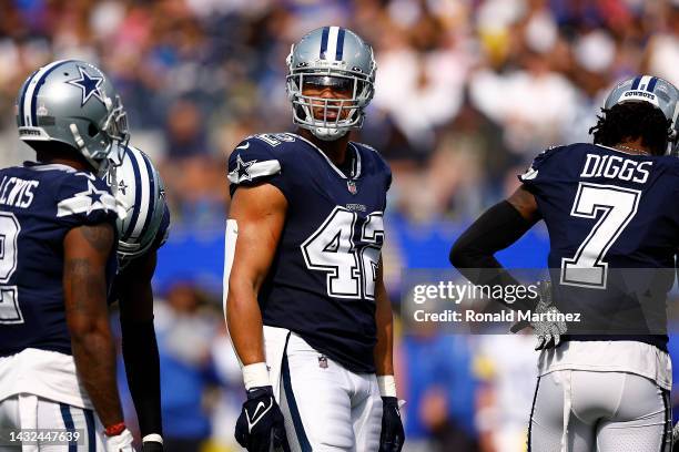 Anthony Barr of the Dallas Cowboys at SoFi Stadium on October 09, 2022 in Inglewood, California.