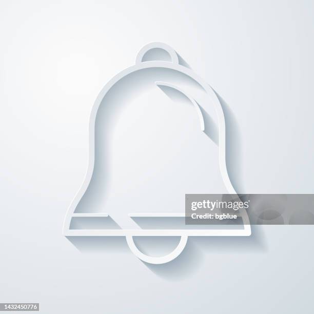 bell. icon with paper cut effect on blank background - notification bell stock illustrations