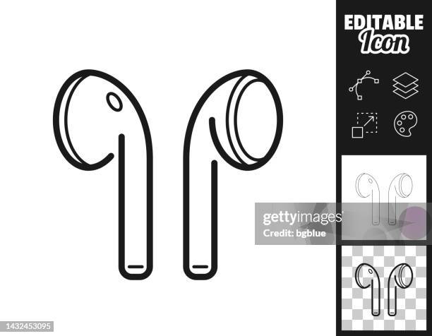 wireless earphones. icon for design. easily editable - in ear headphones stock illustrations