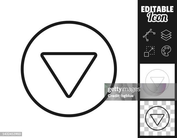 down button. icon for design. easily editable - pointing down white background stock illustrations