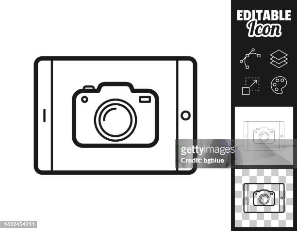 tablet pc with camera. icon for design. easily editable - photo messaging stock illustrations