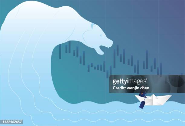 bear market down - paper boat stock illustrations