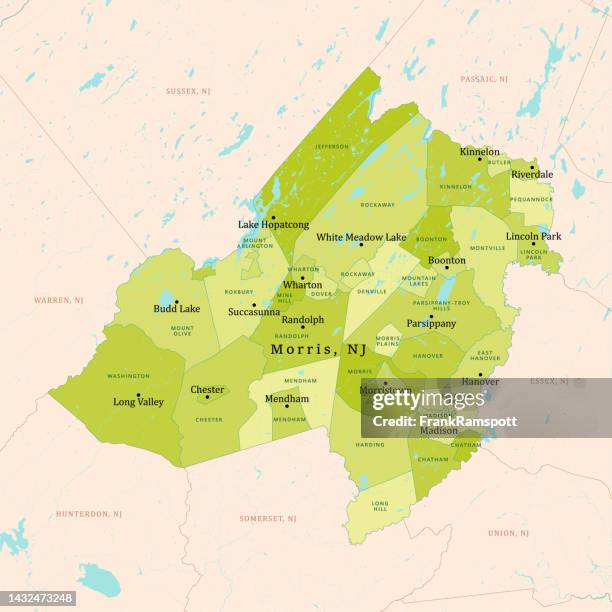 nj morris county vector map green - madison nj stock illustrations
