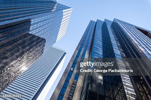 Low angle view of skyscrapers in the financial district of Toronto, Canada Low angle view of skyscrapers in the financial district of Toronto, Canada