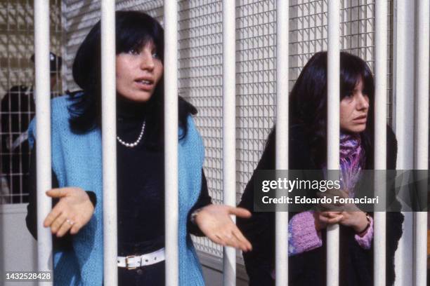 Red Brigades Norma Andriani and Adriana Faranda during the trial for the kidnapping and killing of Aldo Moro.
