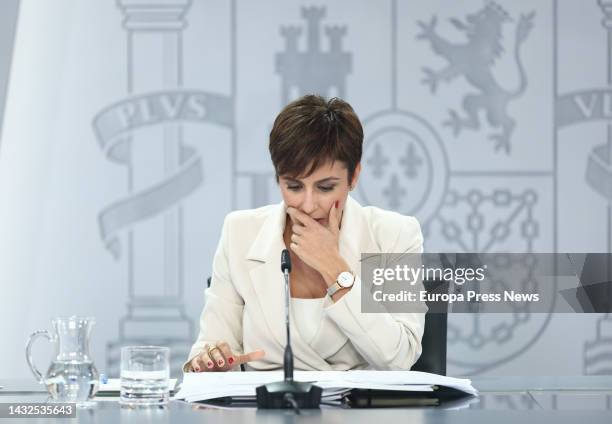 The Minister Spokesperson and Minister of Territorial Policy, Isabel Rodriguez, during a press conference after the Council of Ministers, at La...