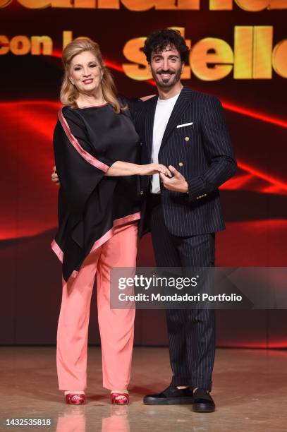 Italian singer Iva Zanicchi and the italian dancer Samuel Peron participate in the photocall of the transmission Ballando con le stelle at the Rai...