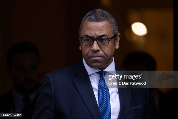 Foreign Secretary James Cleverly leaves following the weekly cabinet meeting at 10 Downing Street on October 11, 2022 in London, England. Today sees...